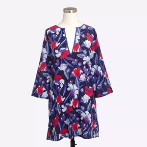 J CREW TUNIC Top Shirt Beach Coverup Navy Blue Red Floral Sz Med NWT $59.50